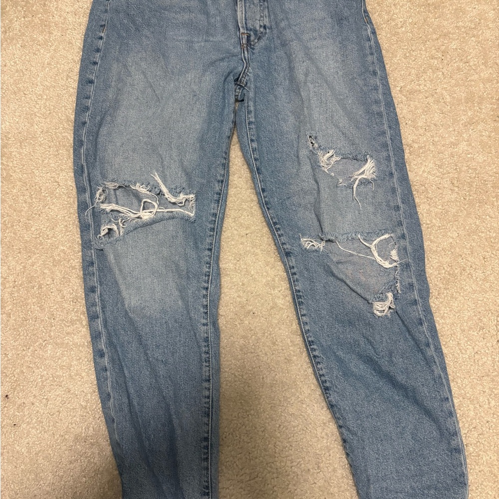 Forever 21 Blue Distressed Boyfriend Jeans